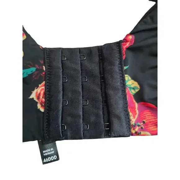 Torrid Curve 360 Back Smoothing Push-Up Black Floral Women's Bra 46DDD - Picture 3 of 5